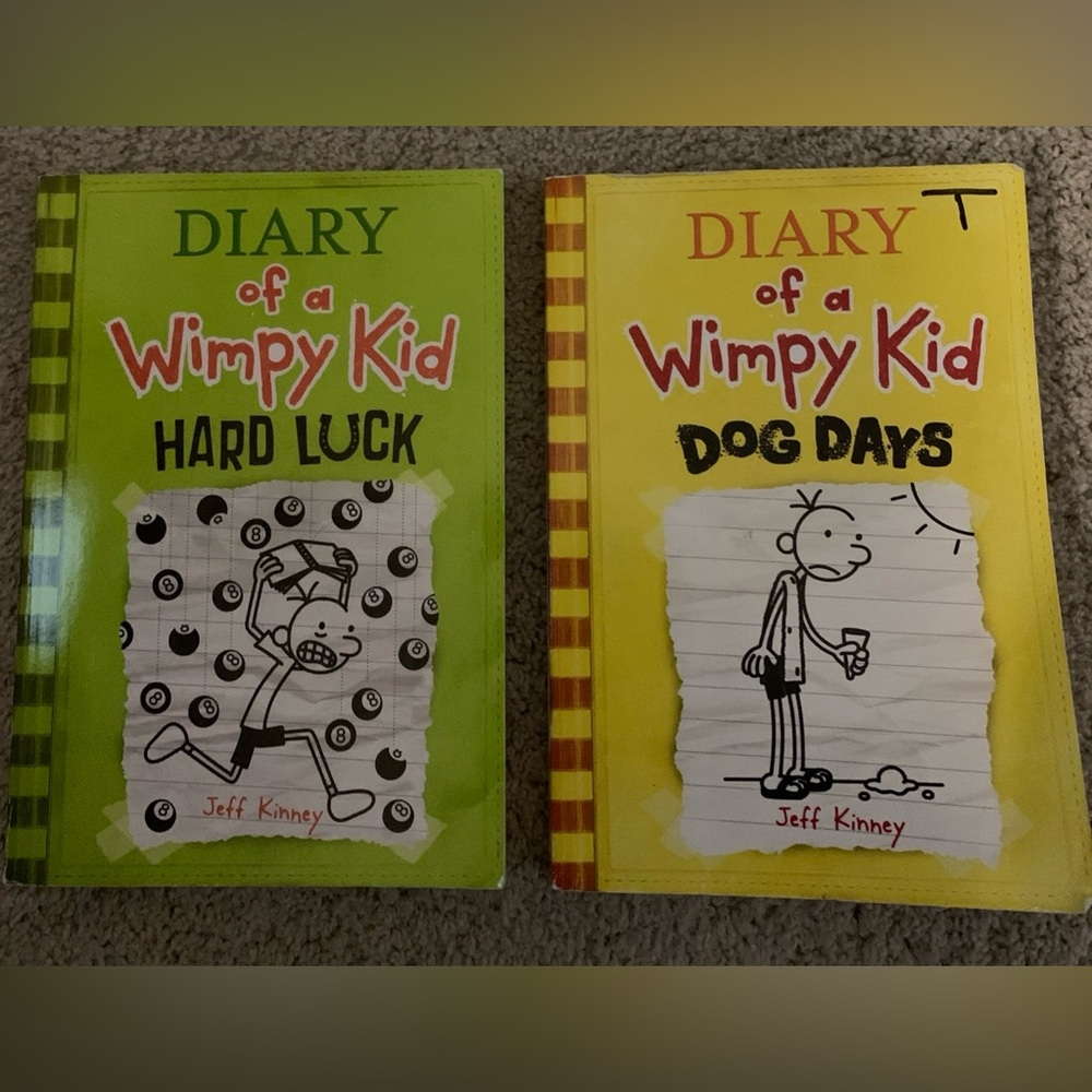 Diary of a Wimpy Kid Lot “Hard Luck” & “Dog Days” By Jeff Kinney Paperback Set